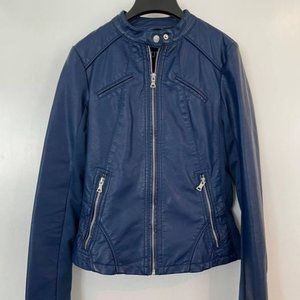 Guess Blue Faux Leather Jacket